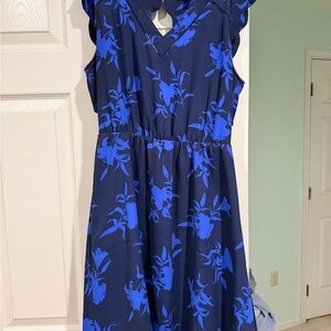 41 Hawthorn Navy and Cobalt Floral Dress